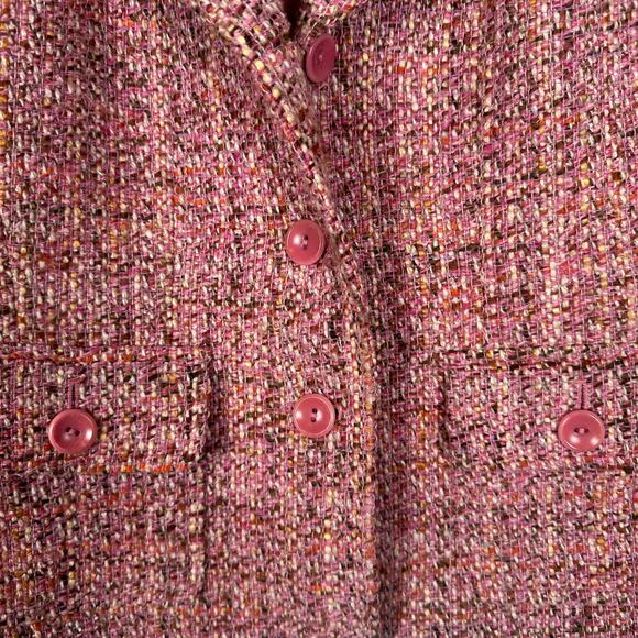 Talbots Petites Womens Tweed Wool Blend Lined Marled Pink Suit Jacket Blazer 2 - Picture 5 of 7